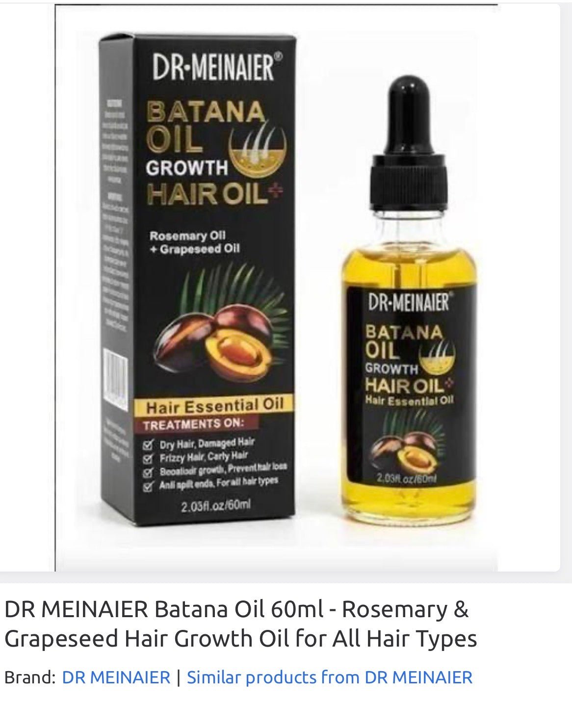 DR MEINAIER Batana Hair Oil with Rosemary & Grapeseed, 60 ml - KOKO SALON N SUPPLY